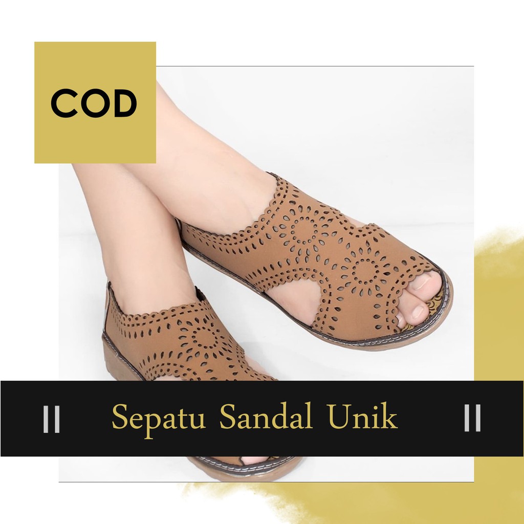 TERLARIS Sandal Sepatu KULIT Wanita Bahan Furtuner Nyaman Saat dipakai Empuk Sol karet Berkualitas