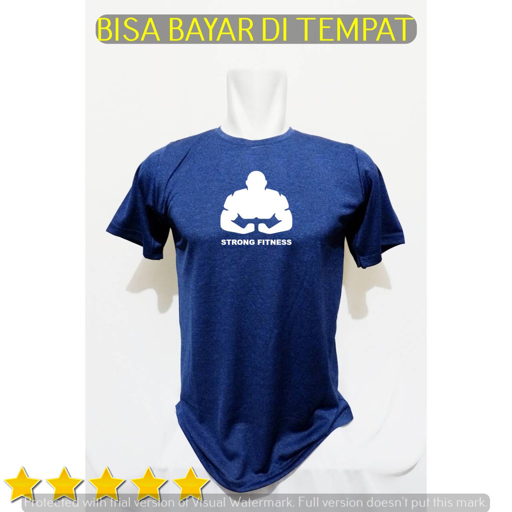Kaos fitness pria baju strong fitness kaos navy