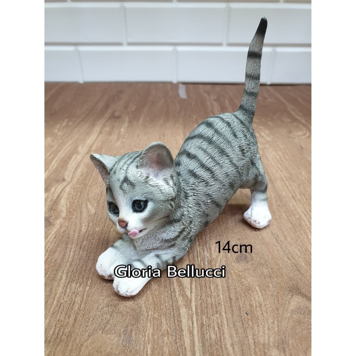 patung pajangan miniatur kucing abu persia anggora ~ hpg446