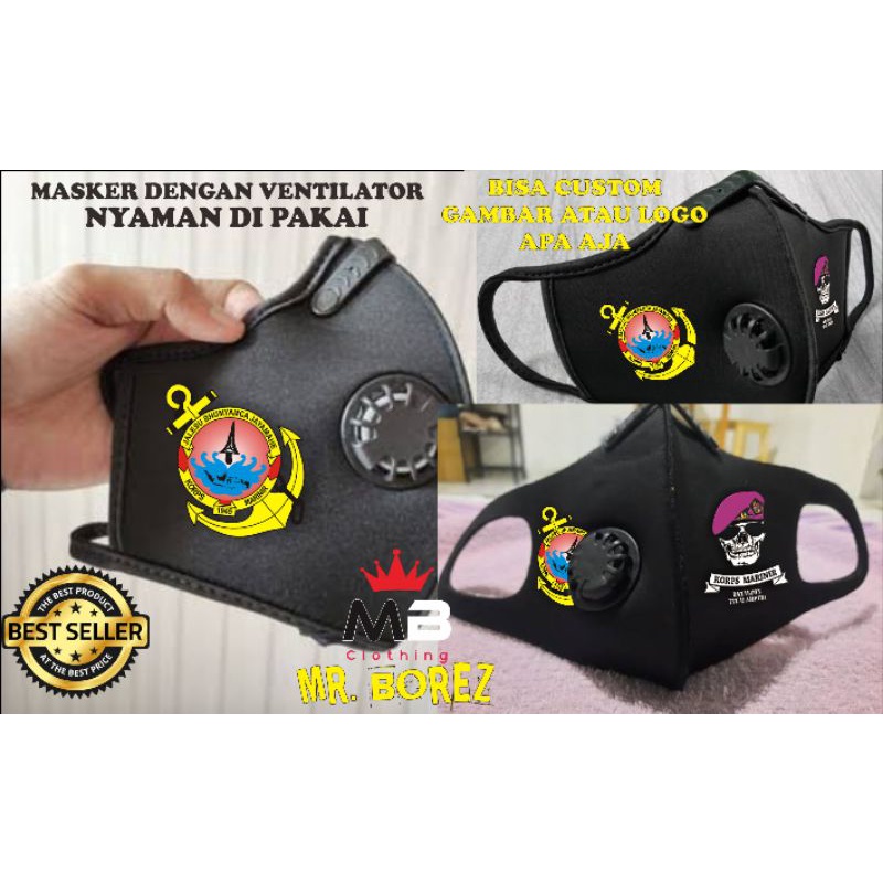 MASKER EARLOOP VENTILATOR KORPS MARINIR / MASKER KORPS MARINIR / MASKER TNI AL / MASKER CUSTOM / MAS