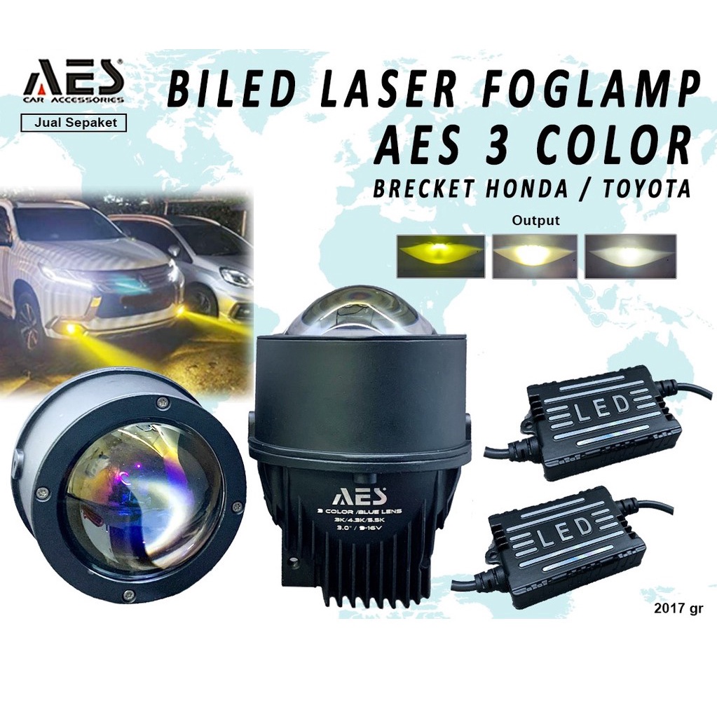 BILED LASER FOGLAMP 3 WARNA LASER L3 Merk AES MOBIL UNIVERSAL BERKUALITAS HARGA BERSAHABAT TERANG | LAMPU TEMBUS KABUT