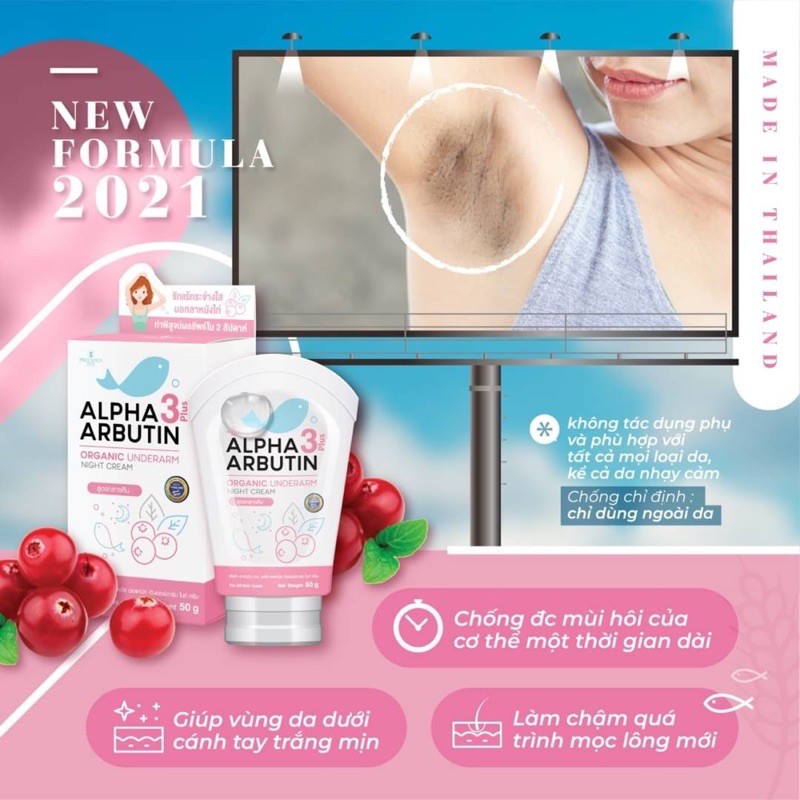 ALPHA ARBUTIN 3+++ ORGANIK UNDERARM NIGHT CREAM Original / KRIM KETIAK By Thailand