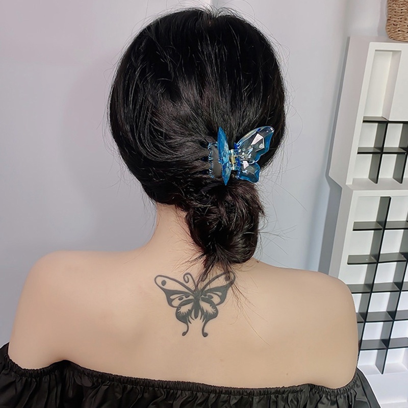 Jepit Rambut Model Butterfly Shark Clip Warna Transparan Ukuran Kecil Untuk Musim Panas