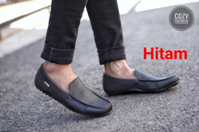 Promoo !!!! Sepatu slip on pria cozy casual slop formal kerja kantor kulit asli santai kuliah