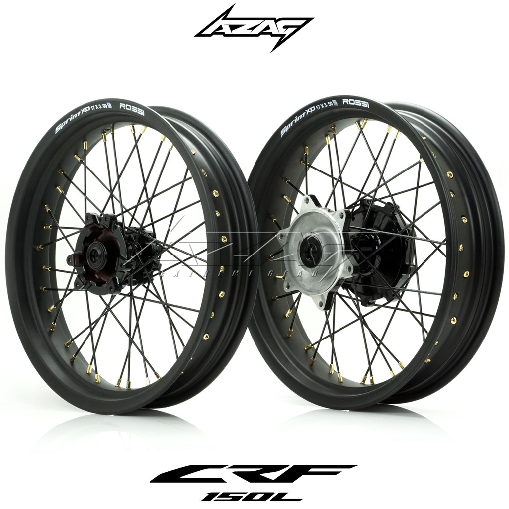 velg set motor honda crf 150 ring 17 supermoto v-rossi black klx wr