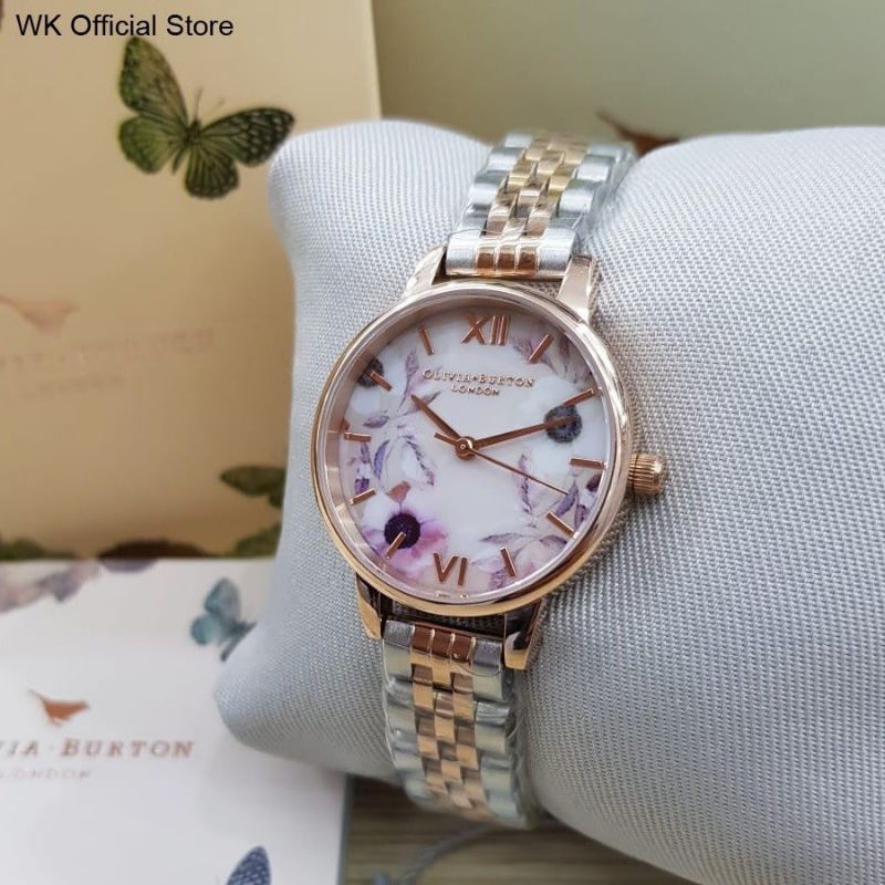 Olivia Burton Jam Tangan Wanita Arloji Fashion Casual Analog Semi Precious