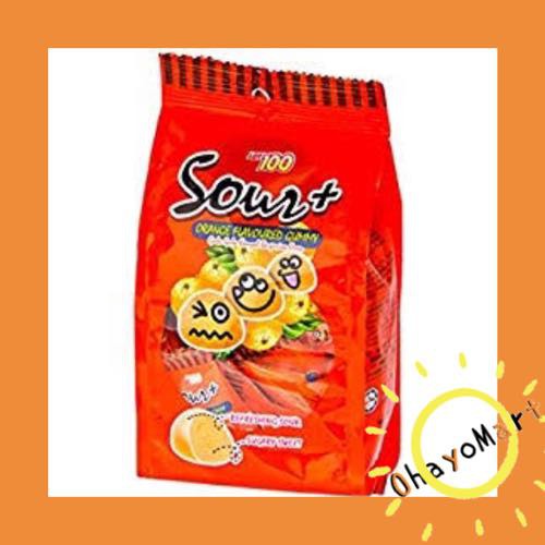 Permen Asam Lot 100 Sour + Gummy orange / permen kenyal 25pcs (100gr )