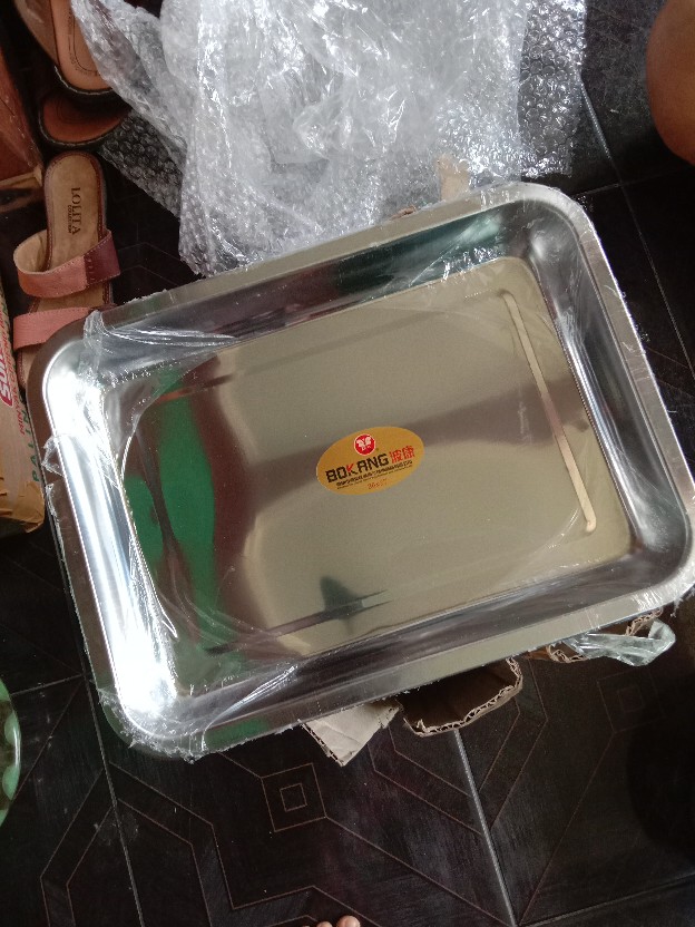 Nampan Baki Stainless Steel Tebal 36x27x4.8cm Kuat Food Tray