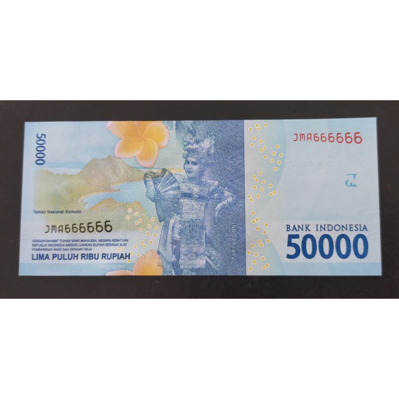 uang no seri cantik solid number 6 pecahan 50 rb Ir h djuanda