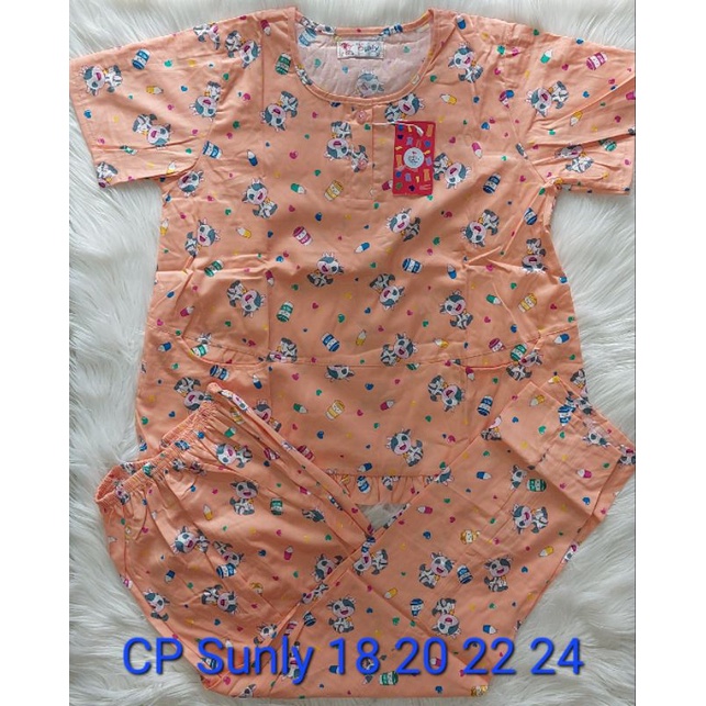 Sunly CelanaPanjang Tangan Pendek uk 22 24 baju tidur sunly