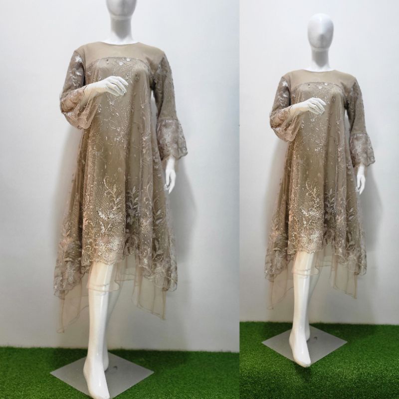 Dress remaja//dress brokat//dress pesta modern//dress kekinian//dress sage grenn