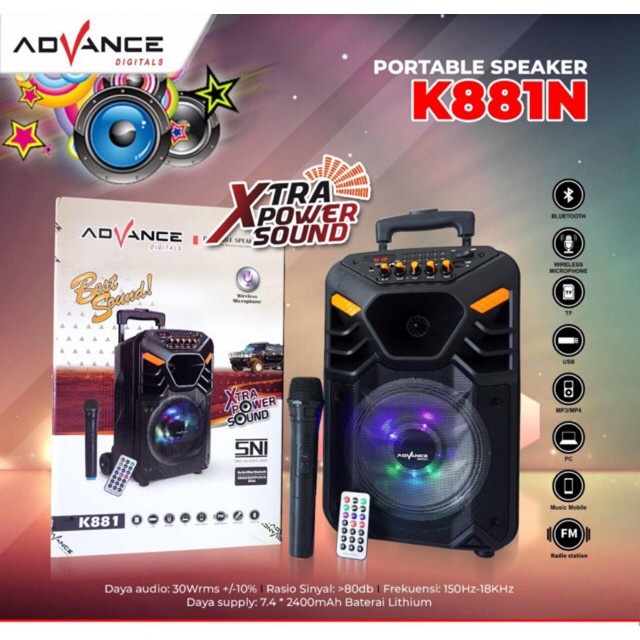 【READY STOCK】 Advance Speaker Meeting Portable Bluetooth K881N.V2 Garansi Resmi 1 Tahun kasus troli Satu mikrofon dan satu remote