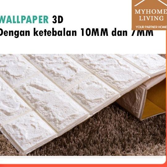 N93E myhome Wallpaper 3D Foam 7mm dan 10mm wallpaper batu bata putih wallpaper batu alam wallpaper b