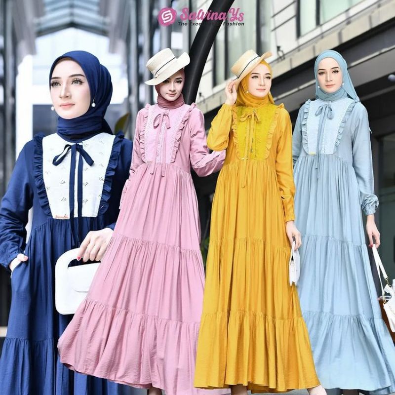 GAMIS CRINGKLE SALVINA YS ORIGINAL/GAMIS KRINGKEL KOMBINASI BROKAT BORDIR