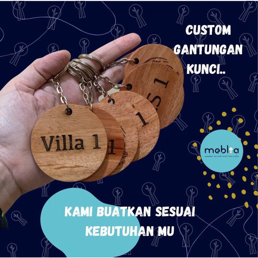 

[Free Grafir] Wooden Brand Tag Hang Tag Label Merk Nama Logo - Tanpa Rantai, Bulat