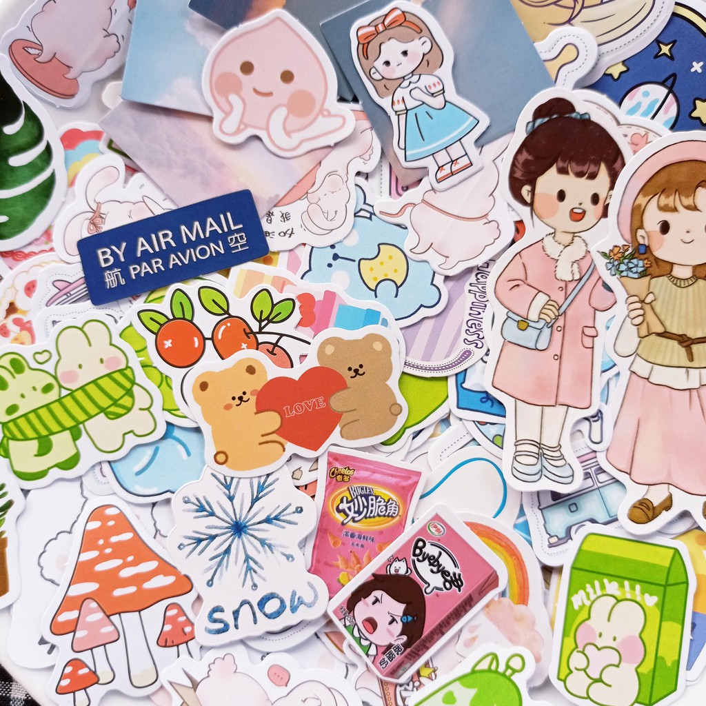 

(Minimal beli 10) Aesthetic Stiker Flakes Eceran Murah Lucu Deco Diary/Journal/Scrapbook/DIY