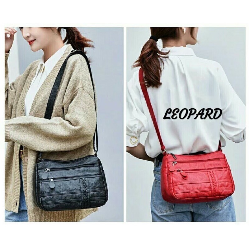 Tas selempang wanita tas kulit motof Kepang samping slingbag wanita simple polos tas simple elegant