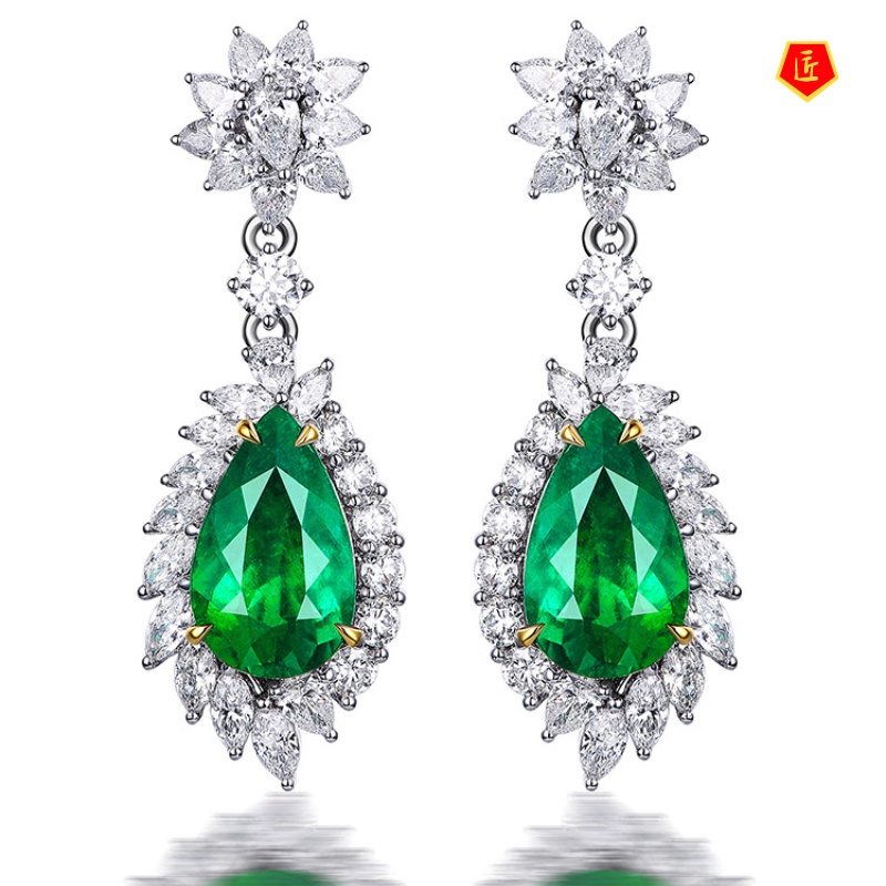 [Ready Stock]Luxury Fashion Colored Gems Earrings Exaggerated