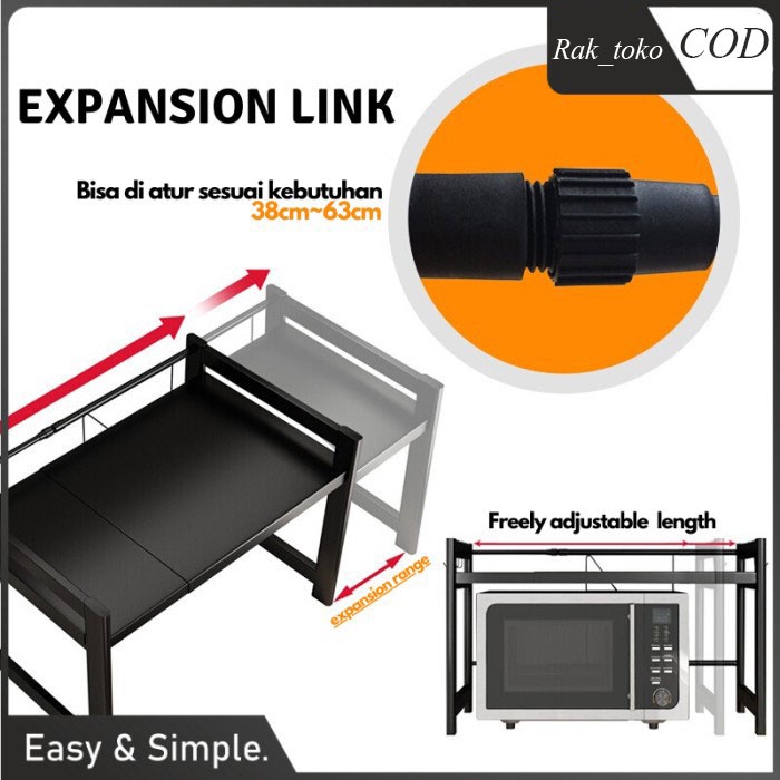 (COD)  Rak Dapur Multifungsi Penyangga Oven Microwave Rak Penyimpanan Bumbu Dan Alat Dapur 1/2 lapisan