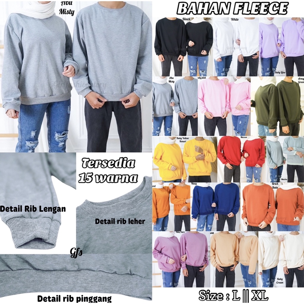 GFS BASIC FLEECE PREMIUM SWEATER POLOS WANITA DLN