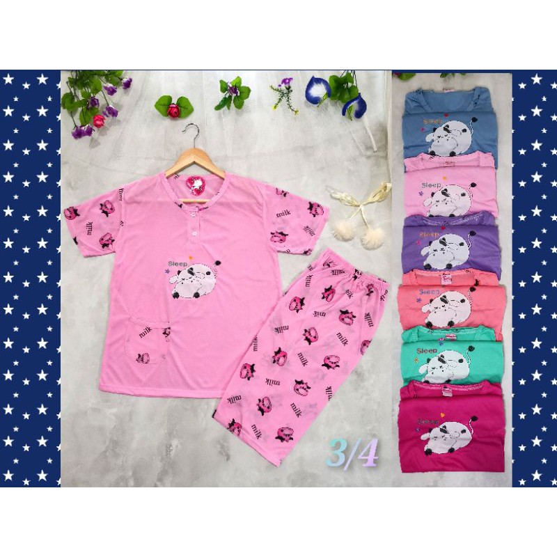 Piyama Baju tidur 3/4 bahan kaos lembut - baju tidur dewasa lucu