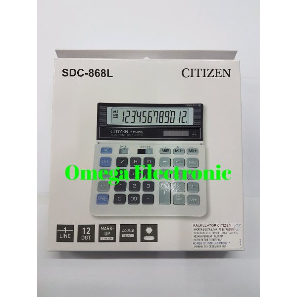 

ORIGINAL Citizen Calculator SDC-868L - Kalkulator Desktop Meja Kantor SDC 868L