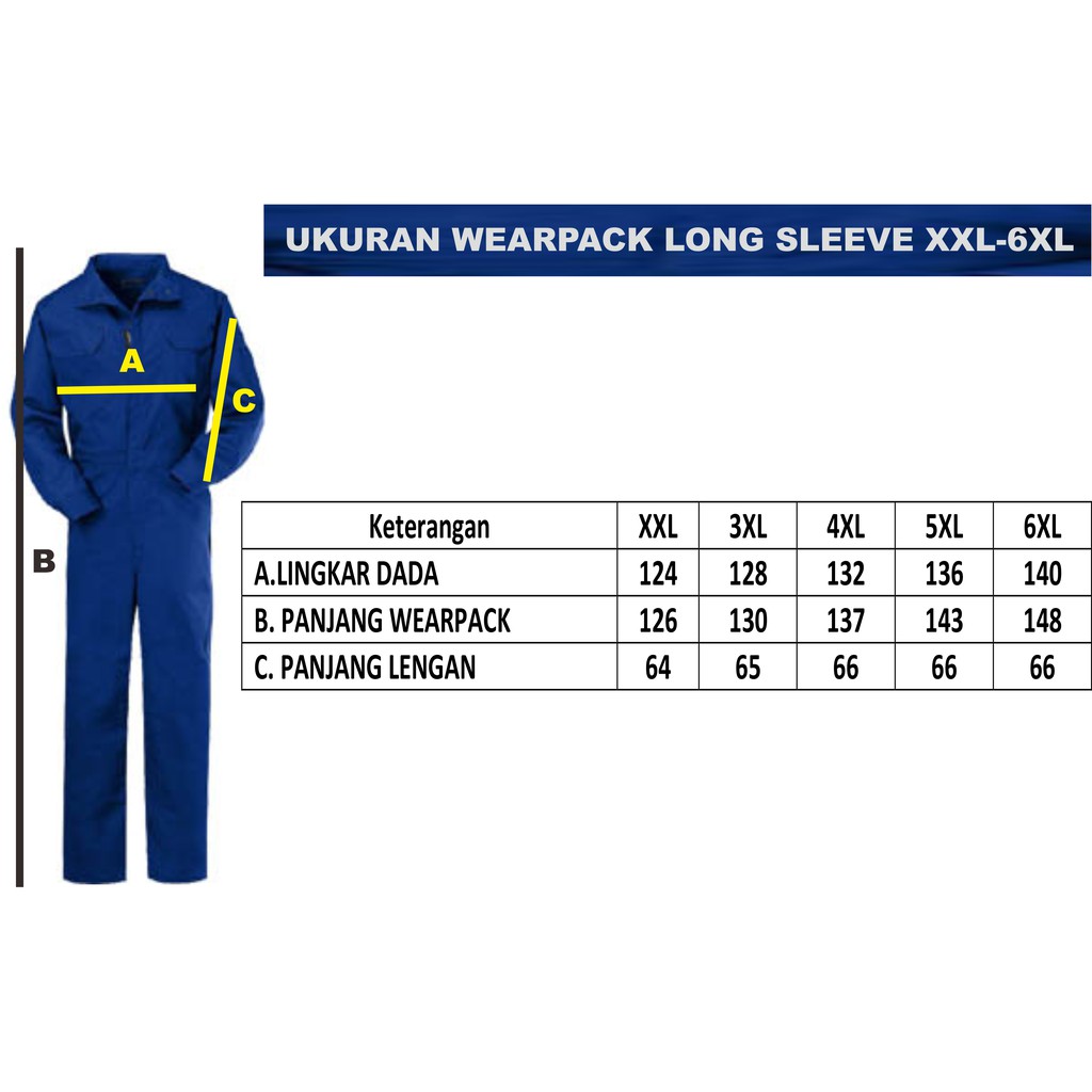 Wearpack Katelpak Baju Montir Baju Otomotif Lengan Panjang XXL-6XL