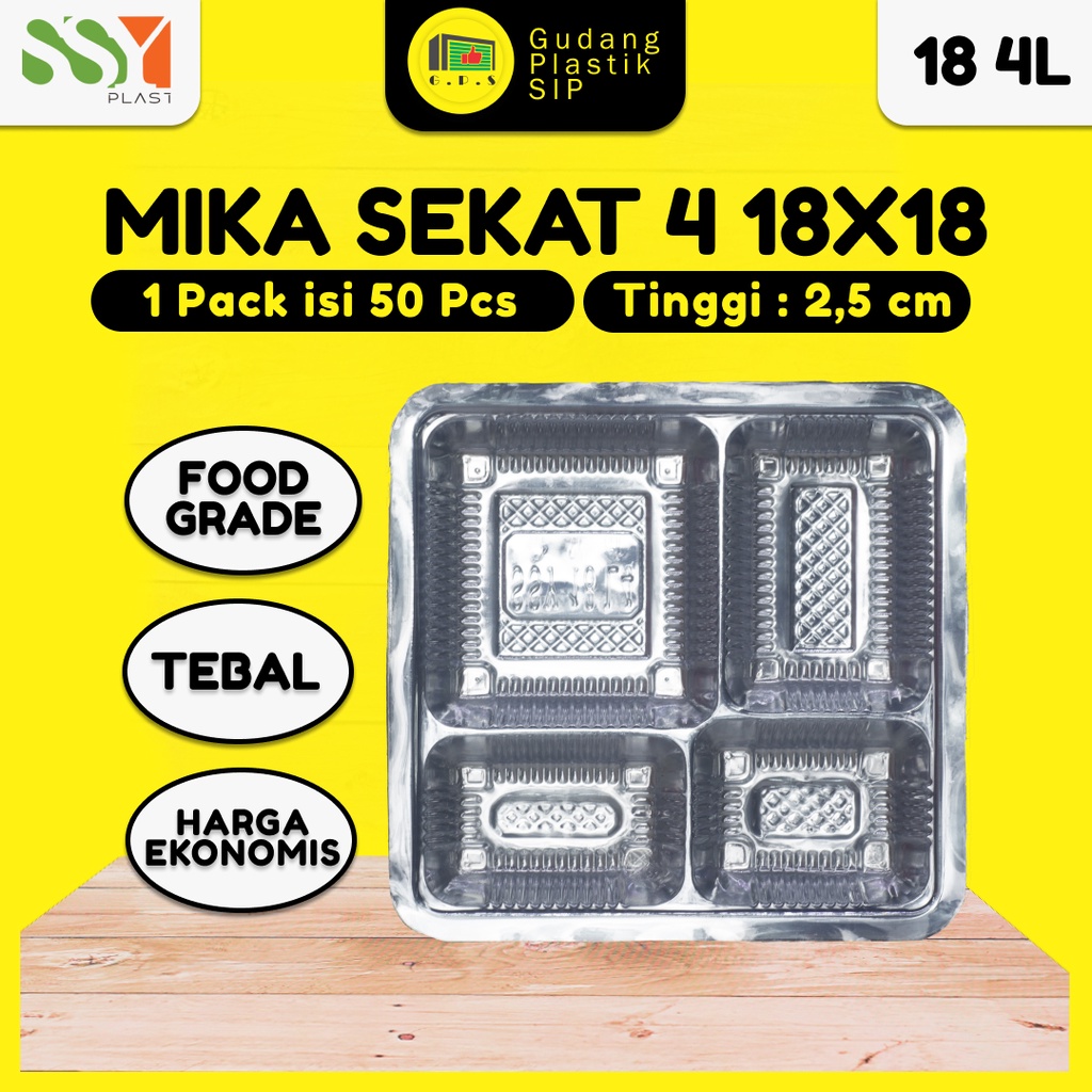 Mika Dus Nasi Sekat 4 Bening UK 18x18 Isi 50pc