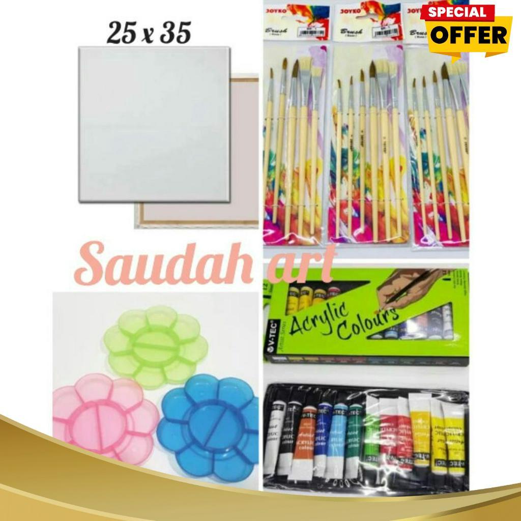

BONANZA Paket Kanvas Lukis kanvas 25x35 kuas palet cat akrilik