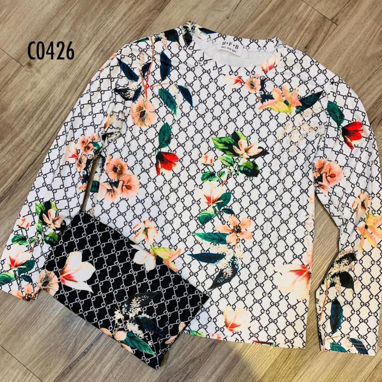 KAOS IMPORT LENGAN PANJANG MOTIF GUCCI KEMBANG