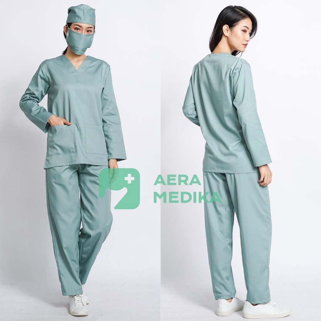 SCRUB/ BAJU JAGA/ SERAGAM OKA Lengan Panjang Aera Medika-Minty