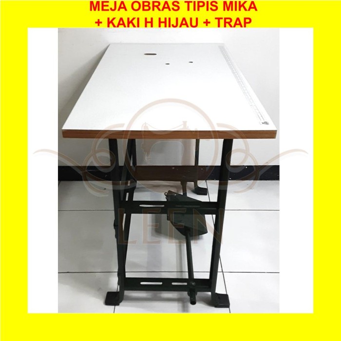 Set Meja Mika &amp; Kaki H Hijau Mesin Jahit Obras Kecil Tradisional LEEN