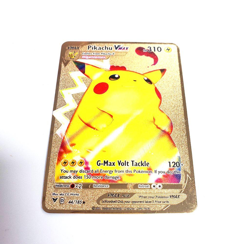 LANFY 1pc Pokemon Cards Children Gift Pikachu Golden Card Game Card Birthday Gifts Game Arceus Vmax Trading Collection Cards Trading Battle Display Metal DIY Card