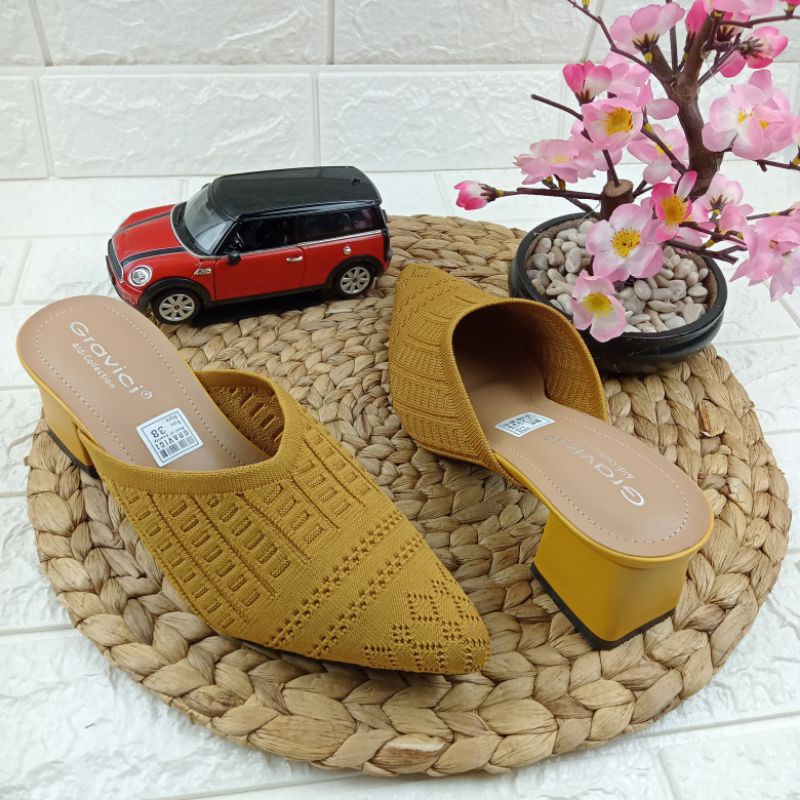 Wedges wanita rajut import , sandal hak tahu kekinian WEA 01