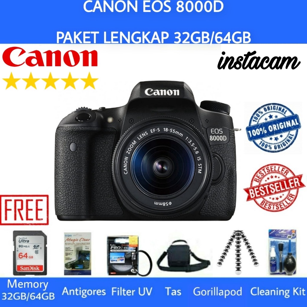 CANON EOS 8000D / CANON 8000D KIT 18-55MM IS STM - PAKET LENGKAP