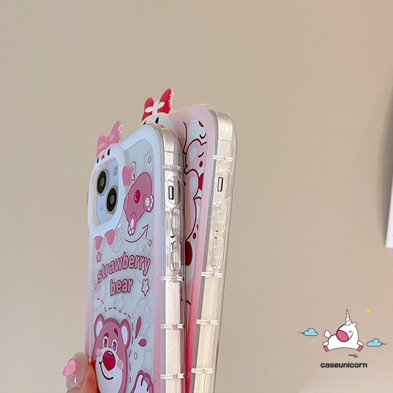 Soft Case TPU Motif Kartun Beruang Lotso 3D Untuk IPhone 11 13 12 14 Pro MAX XR X XS MAX 6 6S 7 8 14 Plus SE 2020