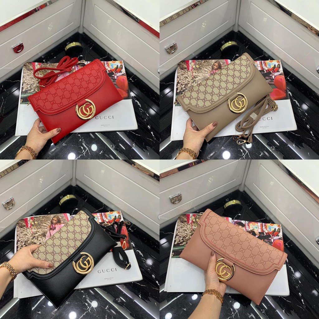 Clutch Gucci  3 ruang Material leather A298#VIC Tas Wanita Berkualitas dan Murah
