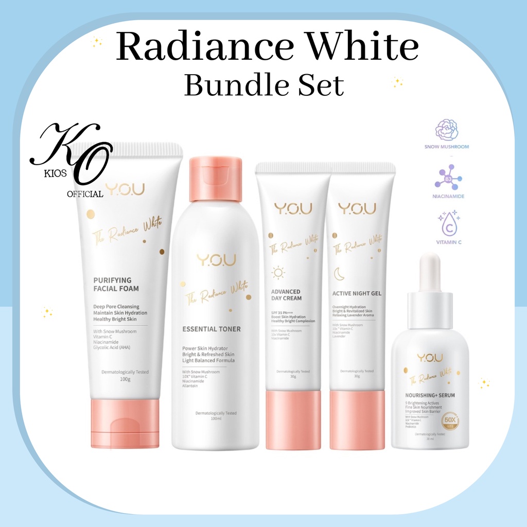 You Radiance White Series Paket (Day cream/Night Gel/Nourishing Serum/Facial Foam/Toner)