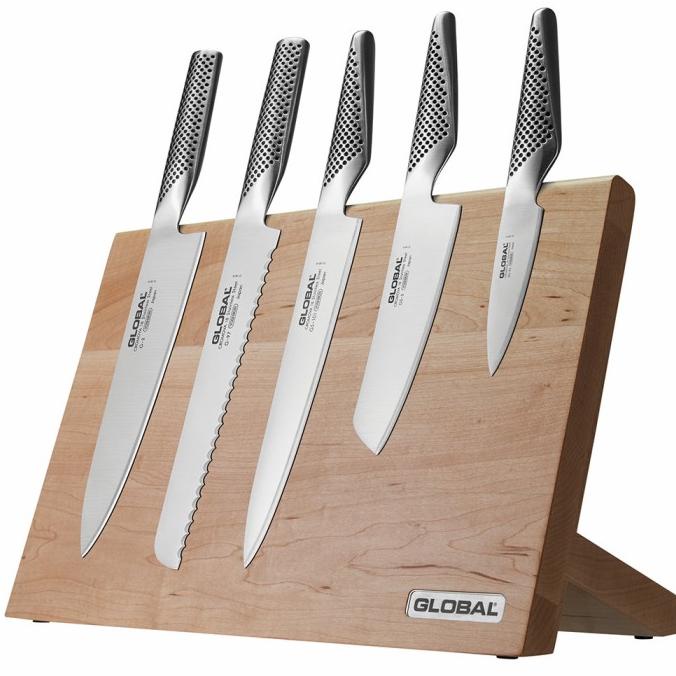 PISAU GLOBAL 6PCS SET WITH MAGNETIC KNIFE BLOCK MADE IN JAPAN SDVD6545DV