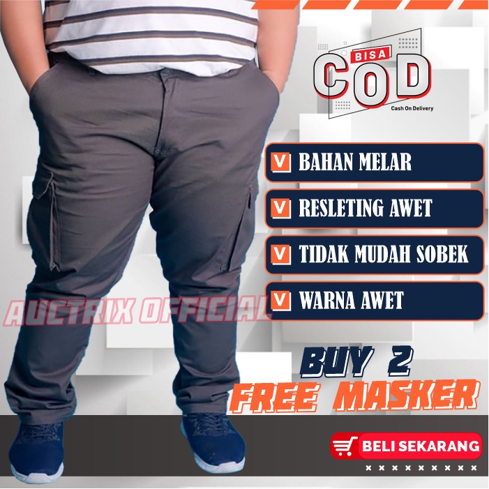 Celana Cargo Panjang Pria Jumbo Big Size 33-48 Reguler Fit Original Distro Premium