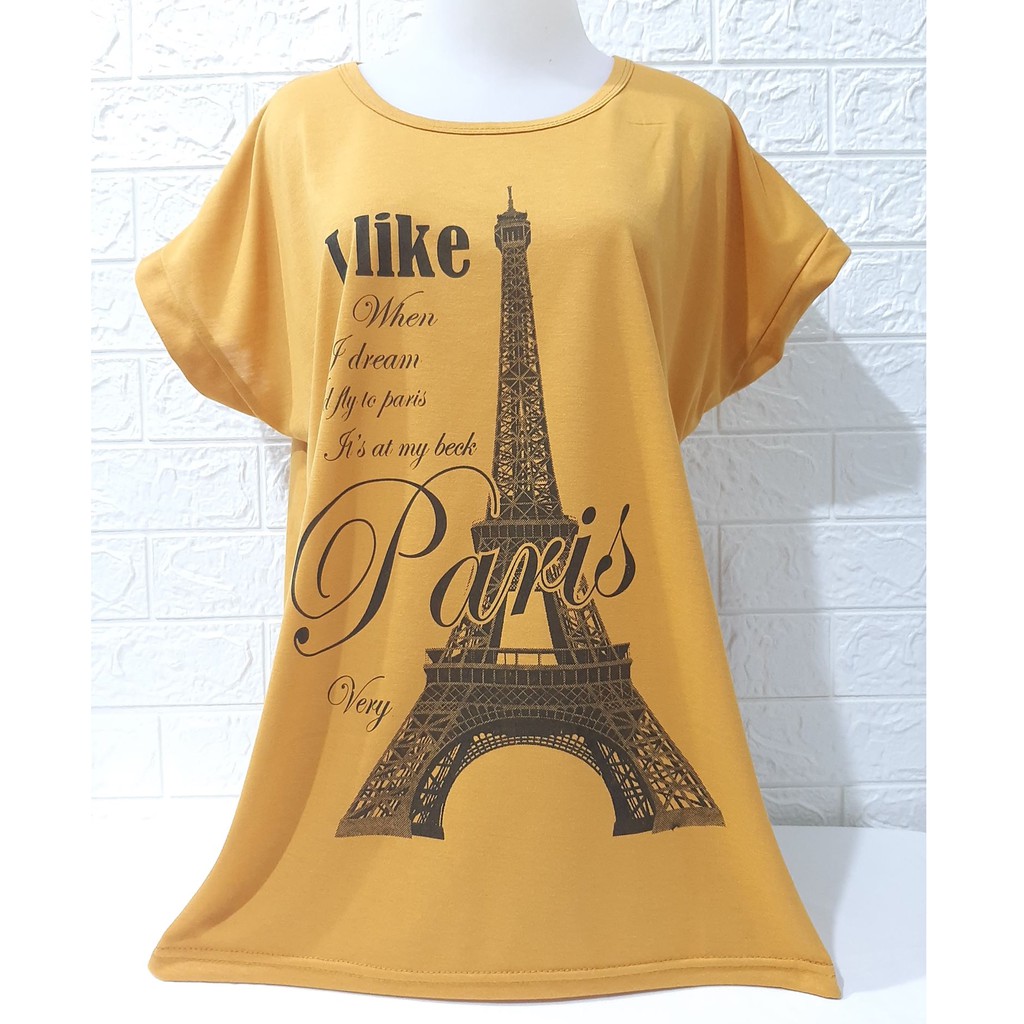 Kaos jumbo motif I LIKE PARIS murah meriah harga grosir