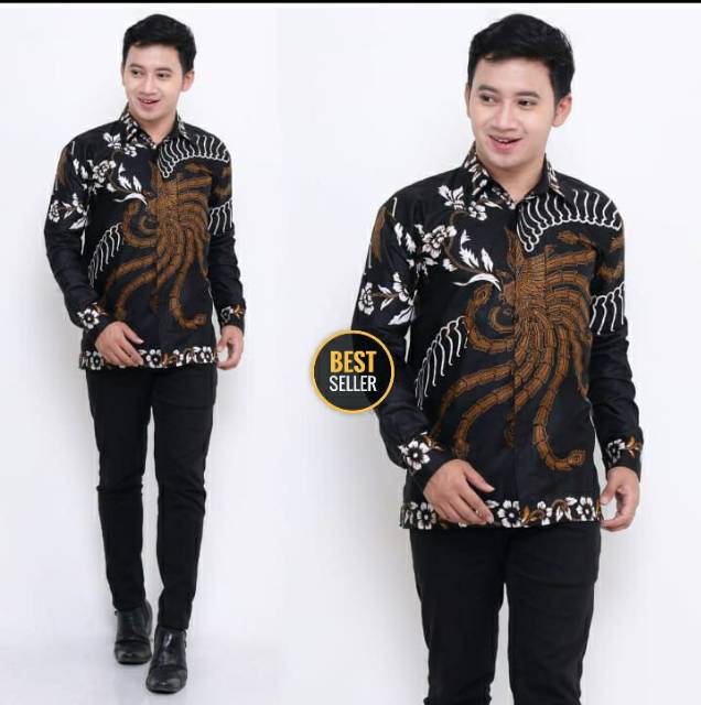 DISTRO Batik HRB026 FASHION Kemeja formal Pende Pekalongan Padi M L Xl xxl Sogan Tulis Halus Kemeja