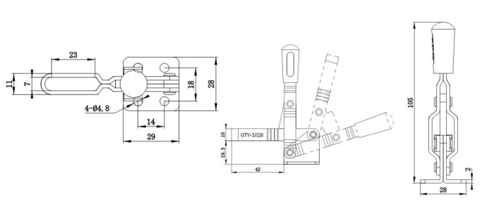 Toggle Clamp Vertical GH 102B GTY 102 B setara WIPRO TCV-906 100kg