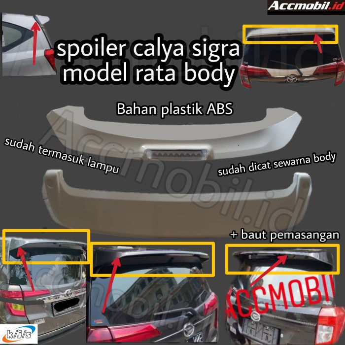 {BEKAS} spoiler toyota calya daihatsu sigra plastik dengan lampu - Hitam Diskon