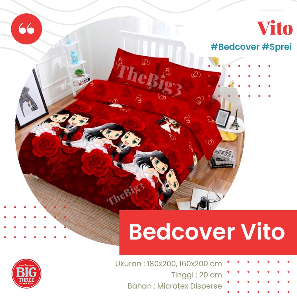 VITO Bedcover + Sprei 180x200 motif Wedding Circus Moo Safari Kyoto Meow Modelista Milano Phantom Barcode Safari Pinky - King 180 160 BC