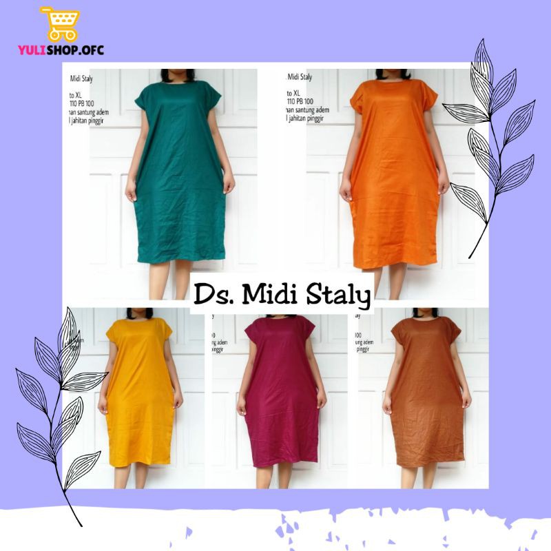 [DASTER MURAH] Yuli Collection - Daster Midi Staly Polos/Daster Polos