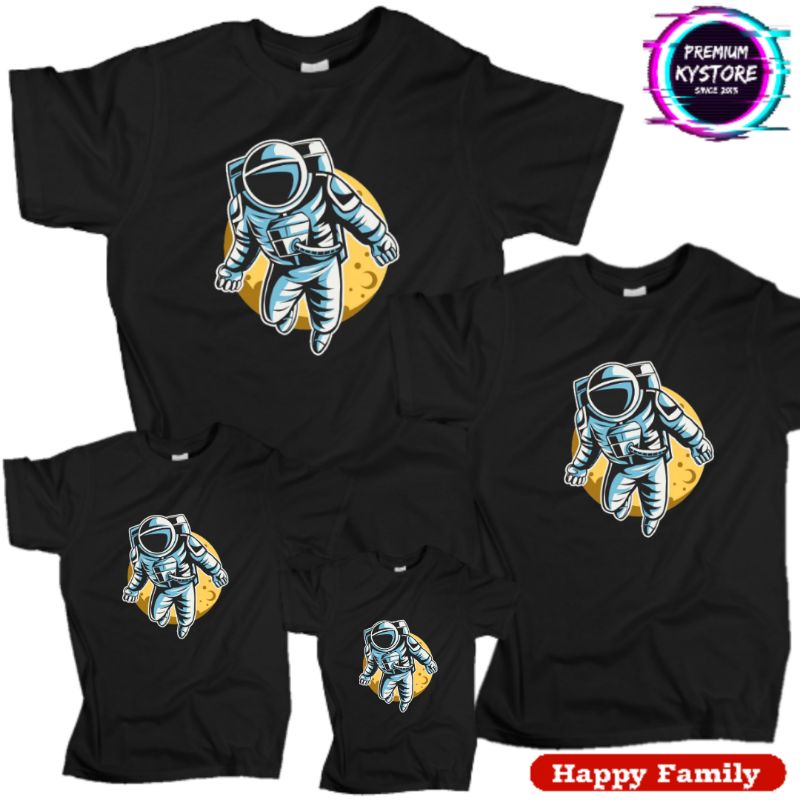 Kaos astronot edisi famili cotton combad 30s S,M,L,XL,XXL - Kystore