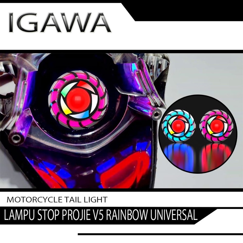 Lampu stoplamp projie model rainbow/pelangi