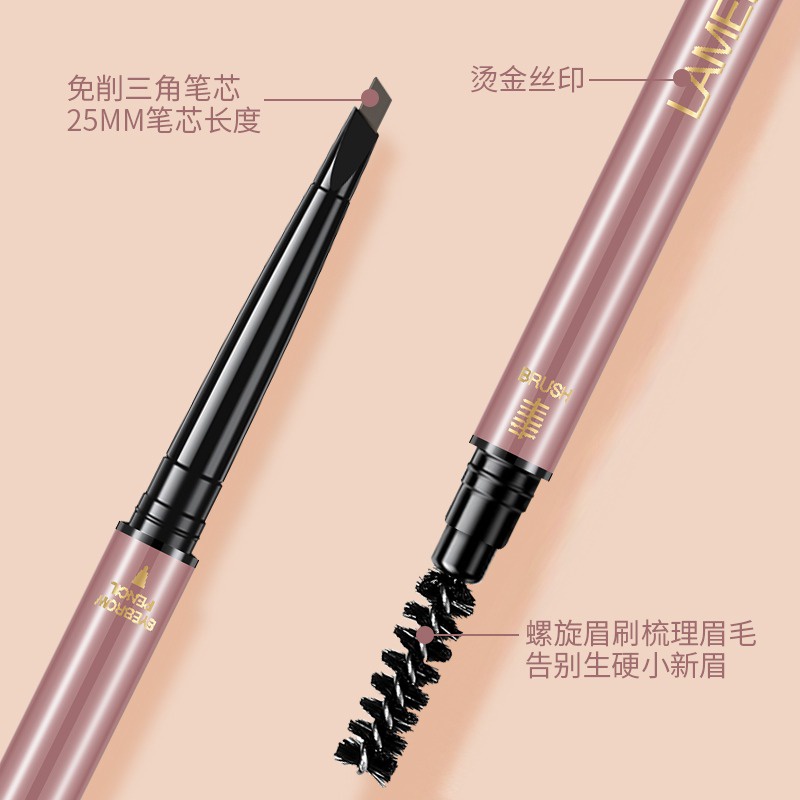 MC-837 Lameila Pensil Alis  Double Heads Eyebrow Pencil Lasting Eyebrow Pen Waterproof 5 Warna