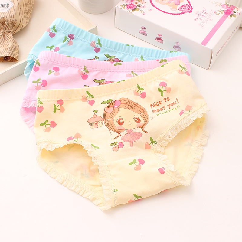 【Happy Baby】2-12Tahun Celana dalam anak perempuan Motif rumbai lucu Girly CD004